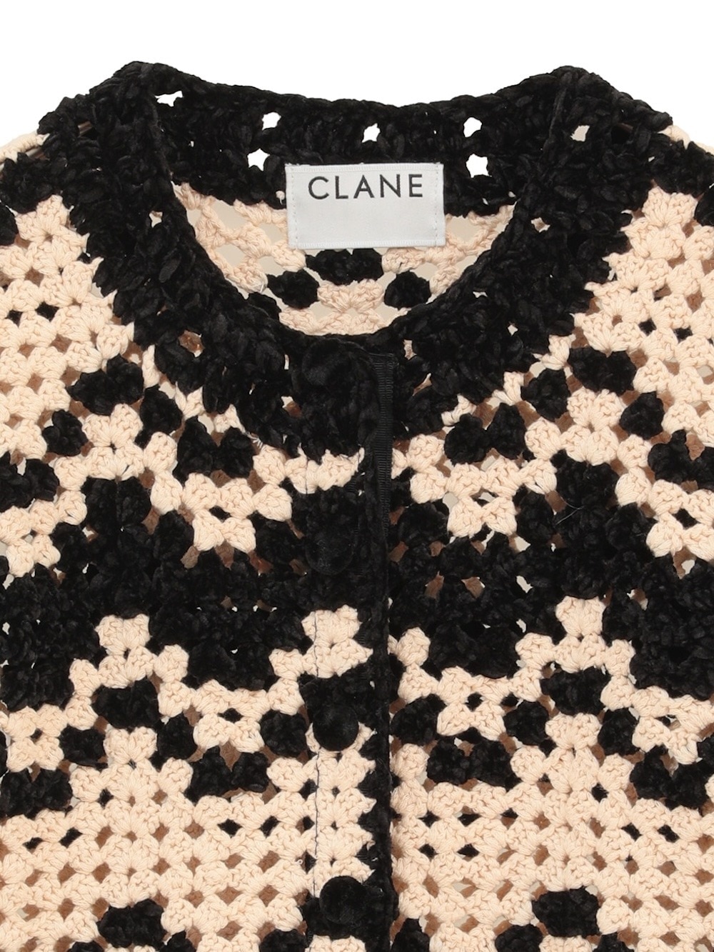 CLANE(クラネ) MALL BORDER HAND CROCHET KNIT CARDIGAN