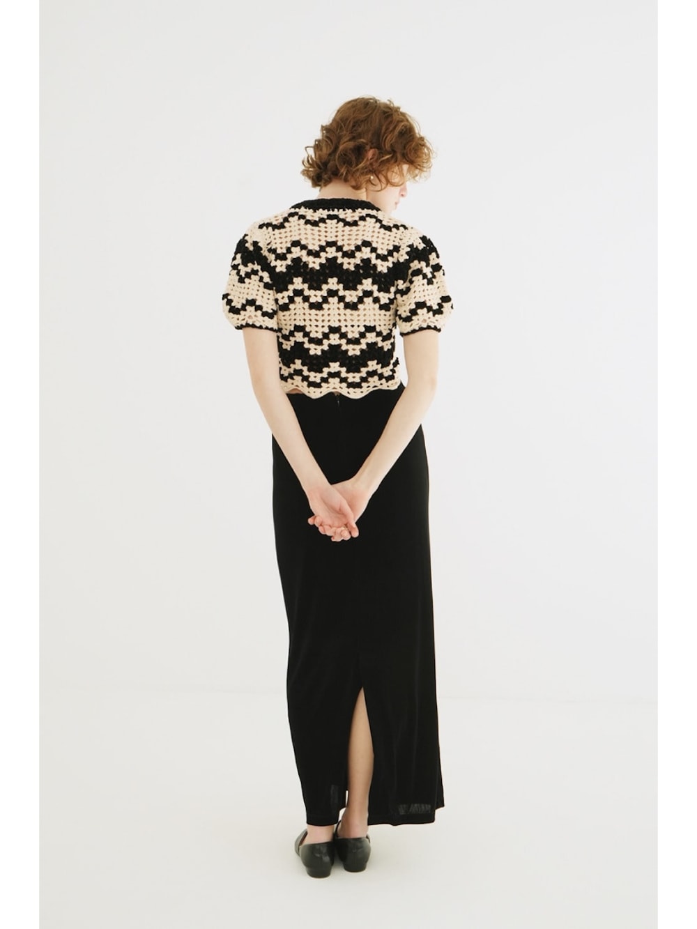 CLANE(クラネ) MALL BORDER HAND CROCHET KNIT CARDIGAN