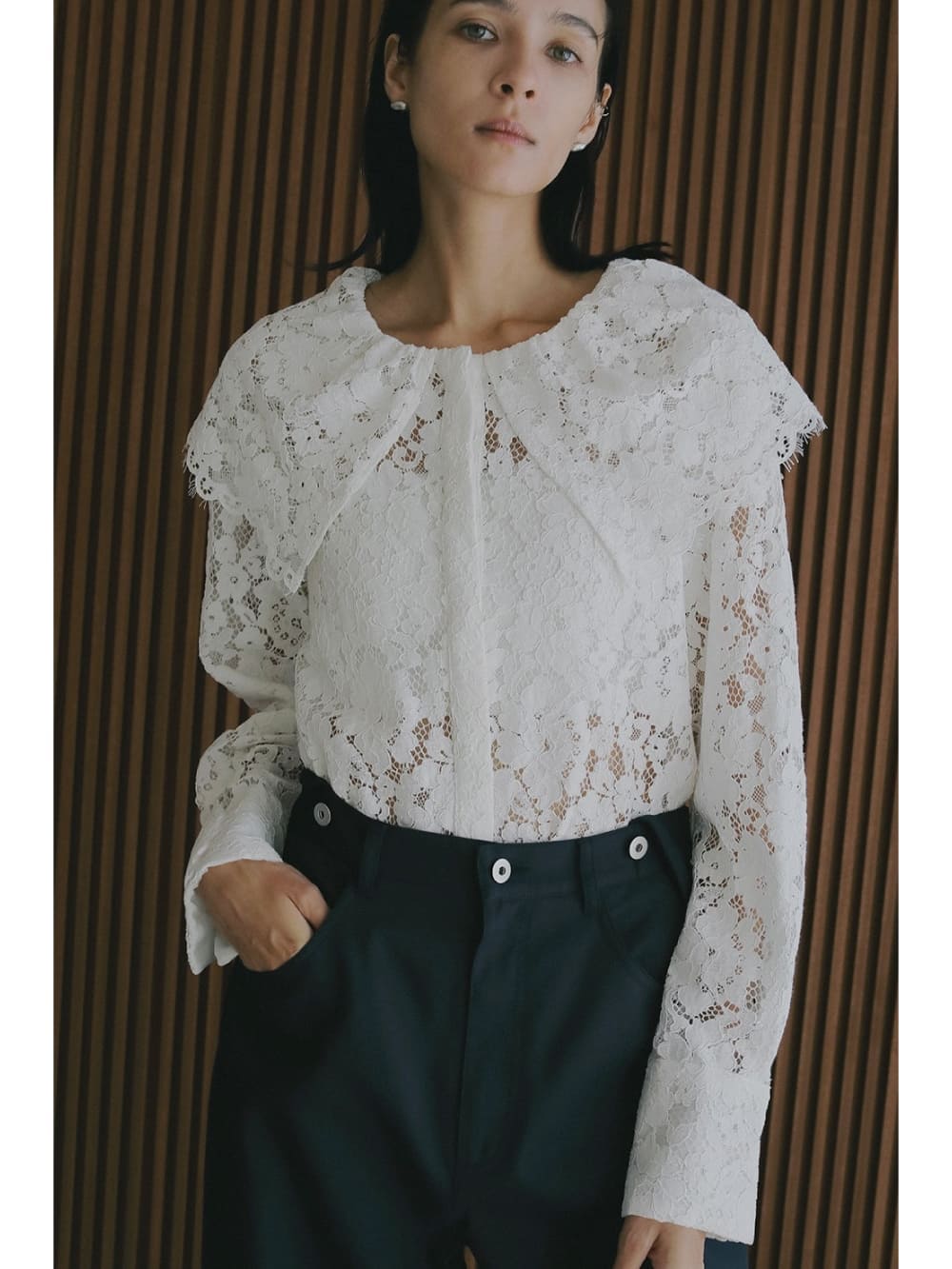 MANOF(マノフ) LACE COLLAR SHIRT