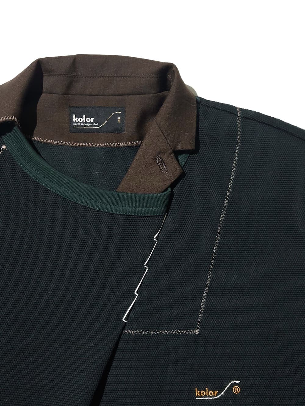 『kolor』カラー (1) ドッキング変形ニットシャツ kolor カラー ドッキング Tシャツ 1 グレー ネイビー レッド - メルカリ