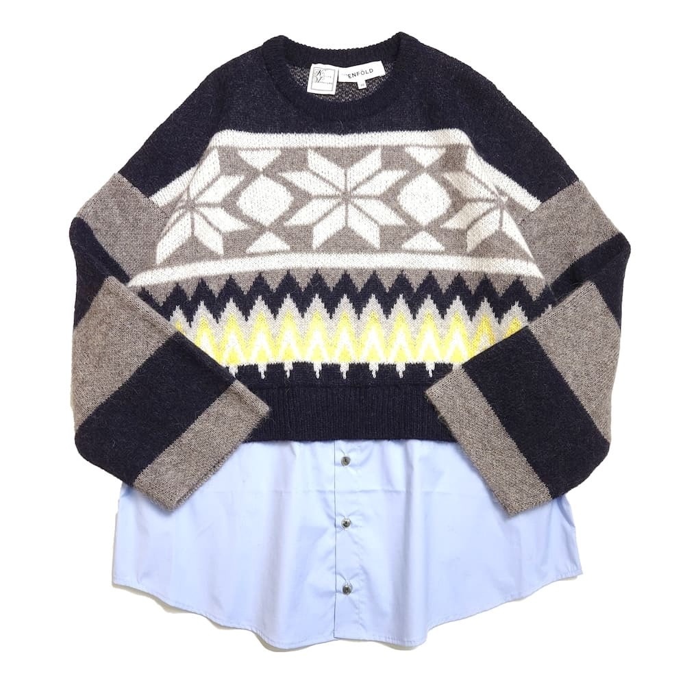 ENFOLD(ե) MIX KNIT PULLOVER