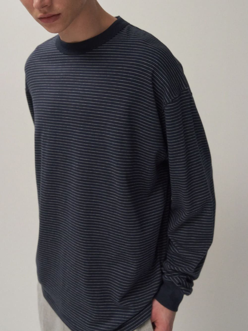 【タグ付未使用】ATON スビンエアーダブル クルーネックプルオーバー 02 黒 ATON(エイトン) SUVIN DOUBLE JERSEY CREW NECK PULLOVER - COLDBECK