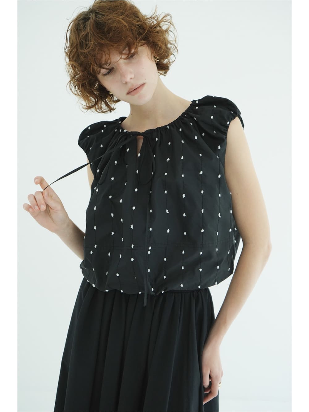 トップス CLANE W FACE DOT SLEEVELESS RIBBON TOPS CLANE(クラネ) W FACE DOT SLEEVELESS RIBBON TOPS - COLDBECK ONLINE