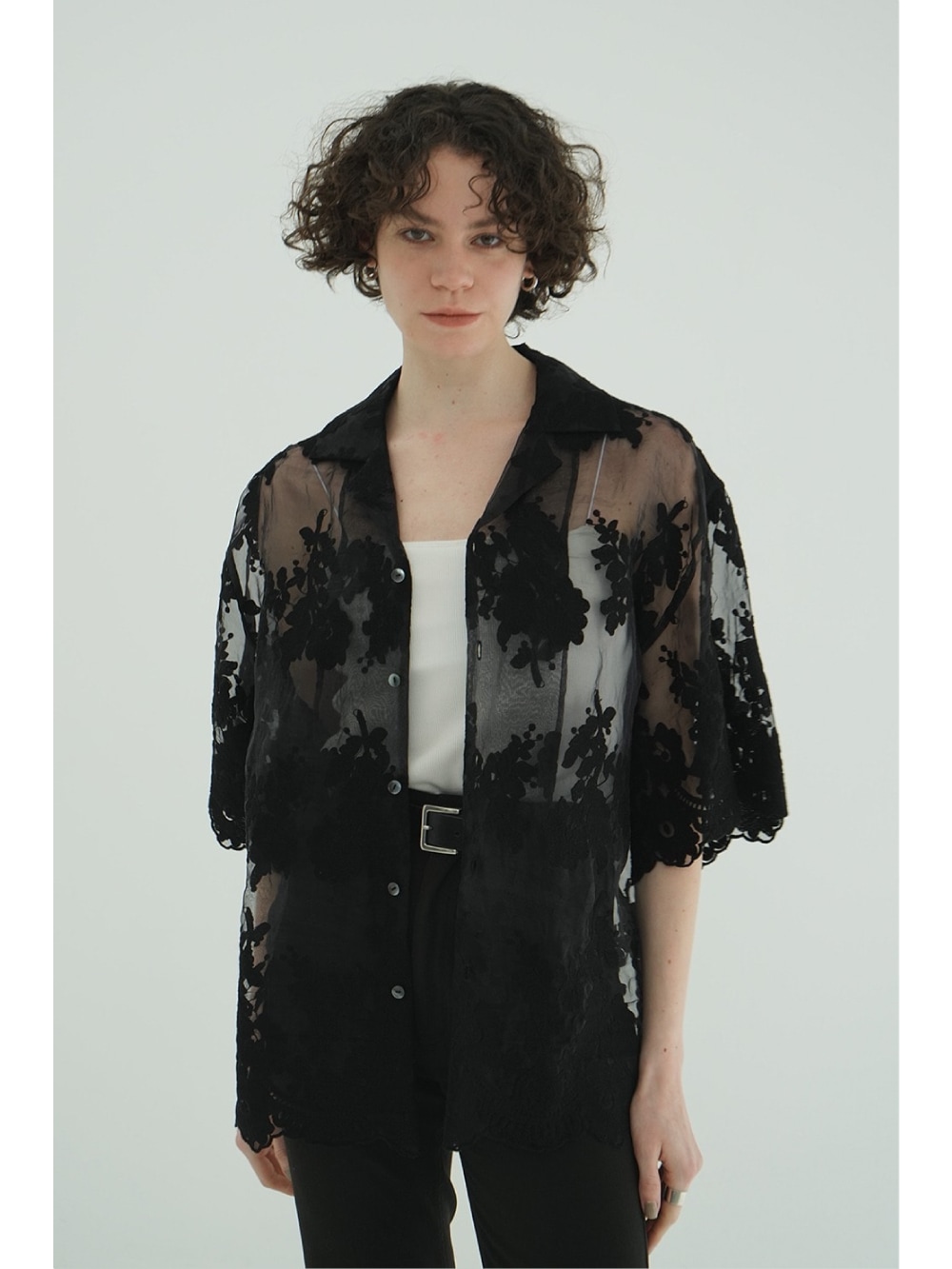 トップス clane sheer frower lace shirt CLANE SHEER FROWER LACE SHIRT（シャツ／ブラウス）｜BOICE