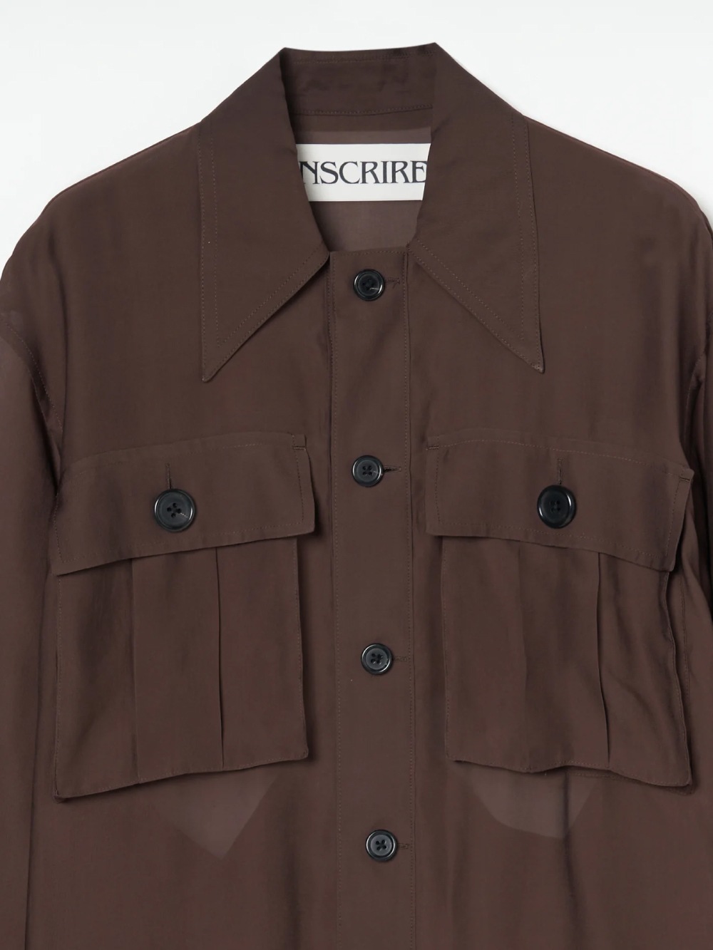 【SALE】INSCRIRE(アンスクリア) Sheer Satin Millitary Jacket