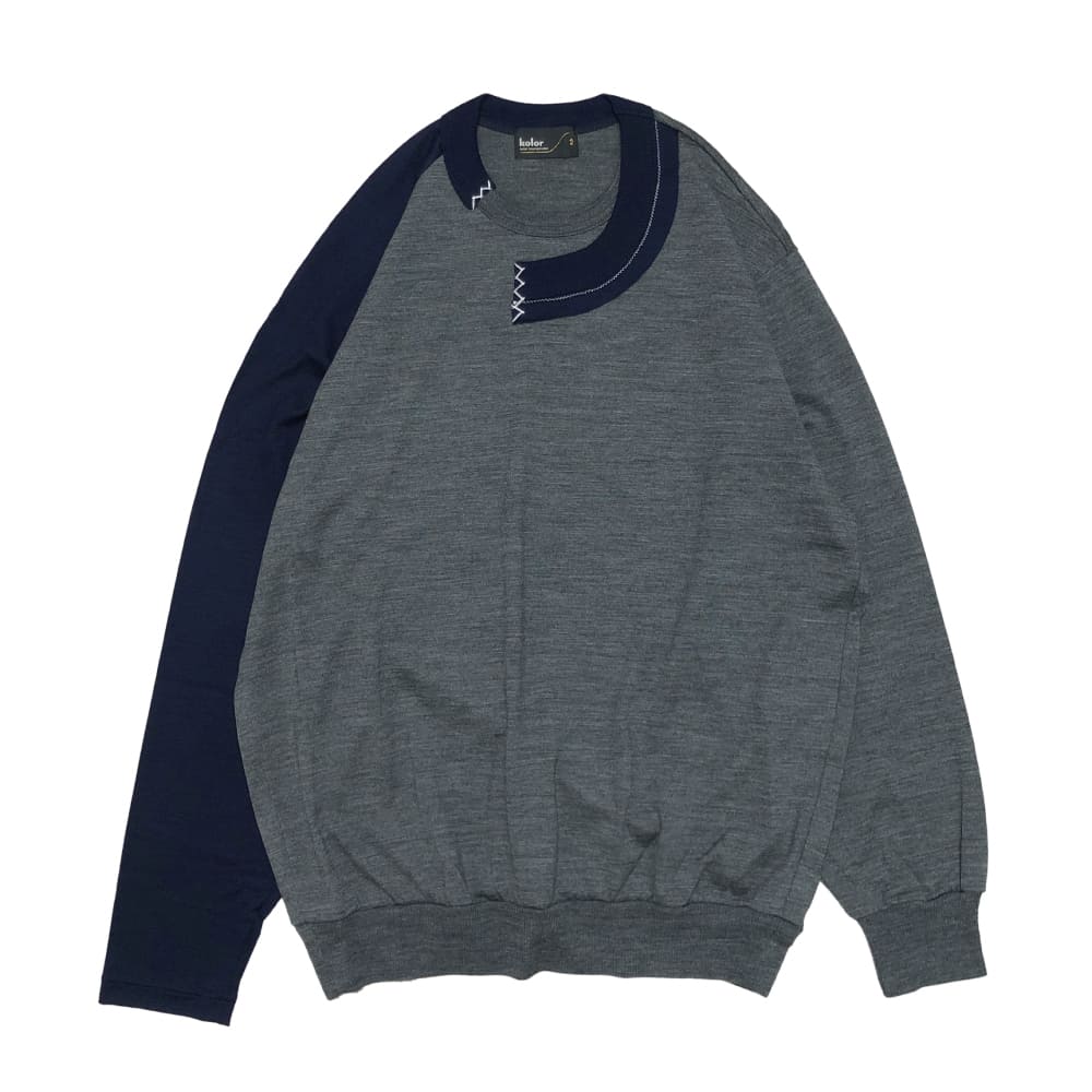 美品22SS kolor カラー Pe強撚天竺 プルオーバー ニット SALE】kolor(カラー) ウール天竺ニット - COLDBECK ONLINE
