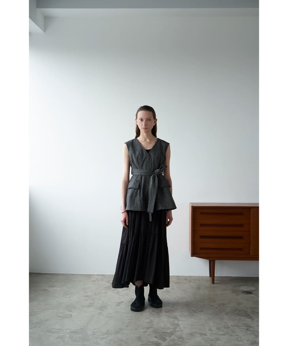 【SALE】CLANE(クラネ) CURVE LINE TIERED SKIRT