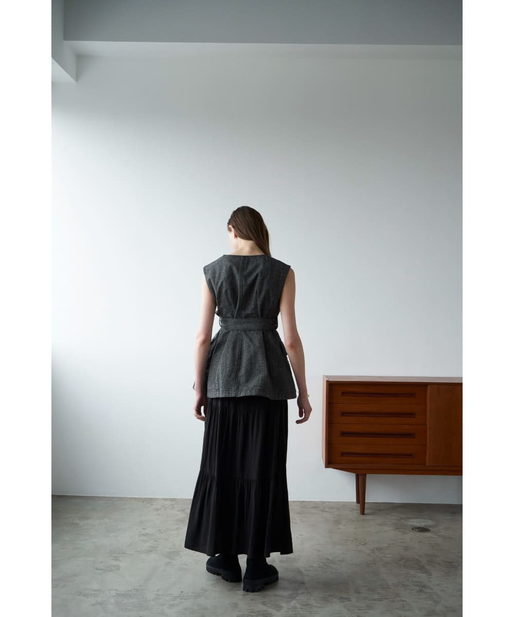 【SALE】CLANE(クラネ) CURVE LINE TIERED SKIRT