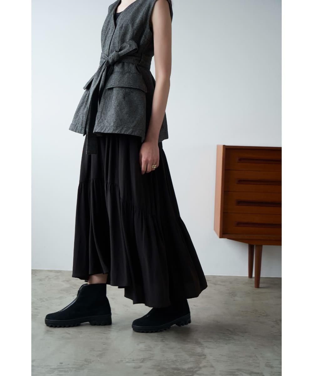 【SALE】CLANE(クラネ) CURVE LINE TIERED SKIRT