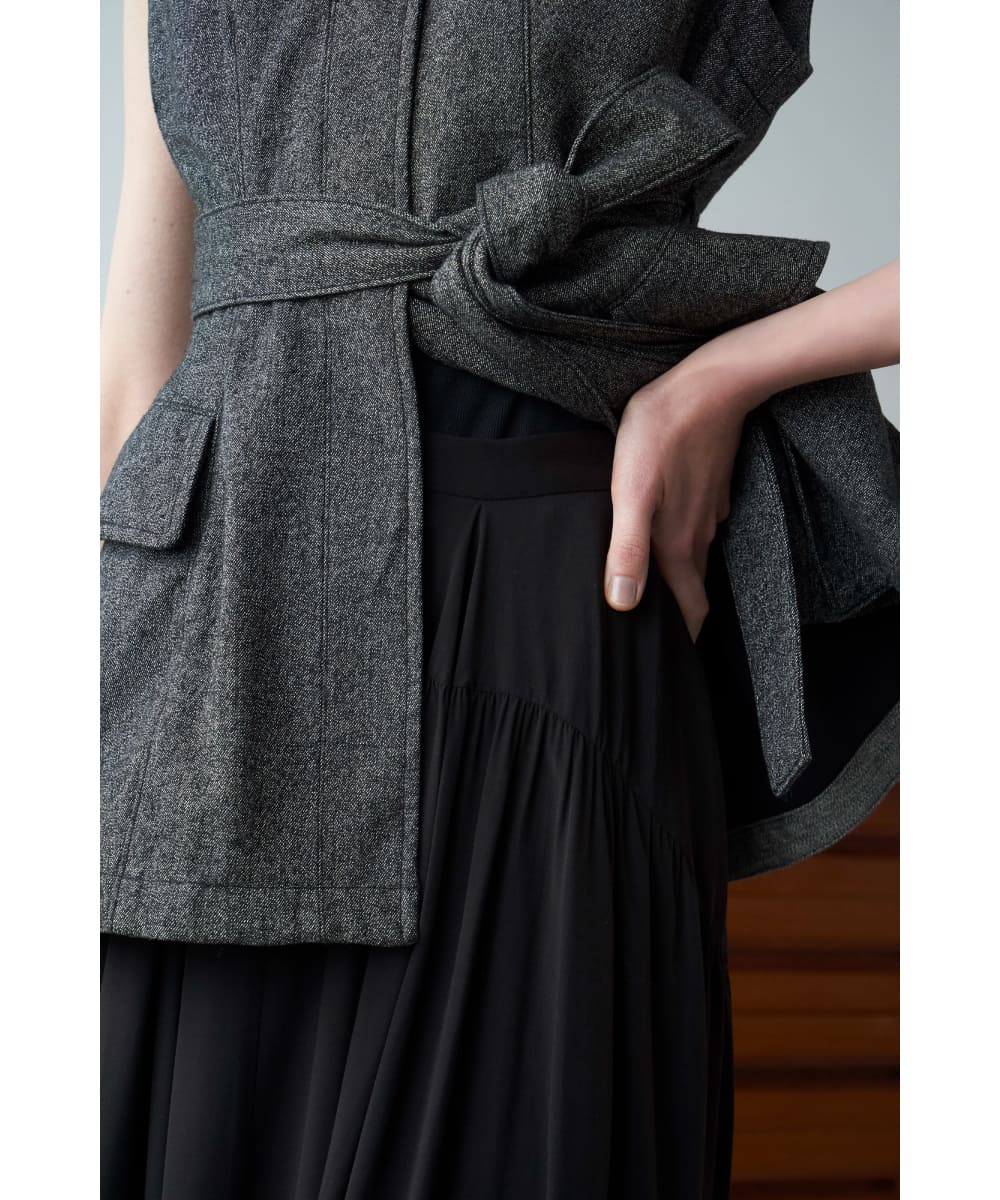 【SALE】CLANE(クラネ) CURVE LINE TIERED SKIRT