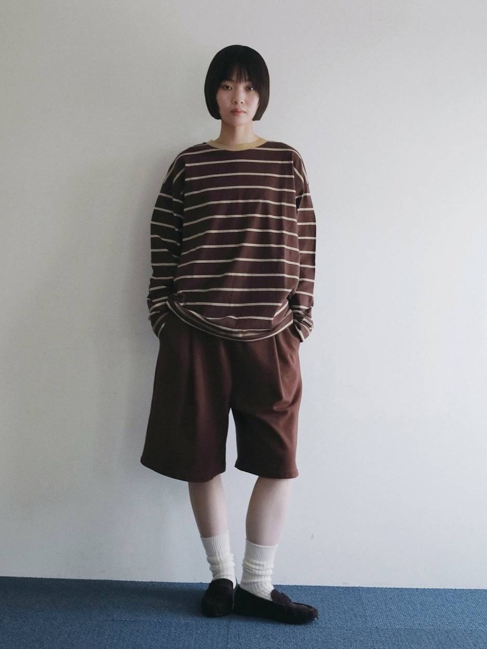 anuke(アンヌーク) Border Loose Long T-shirts