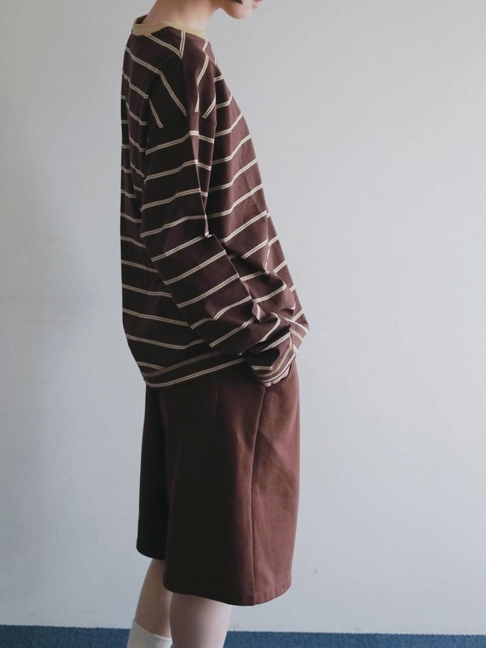 anuke(アンヌーク) Border Loose Long T-shirts