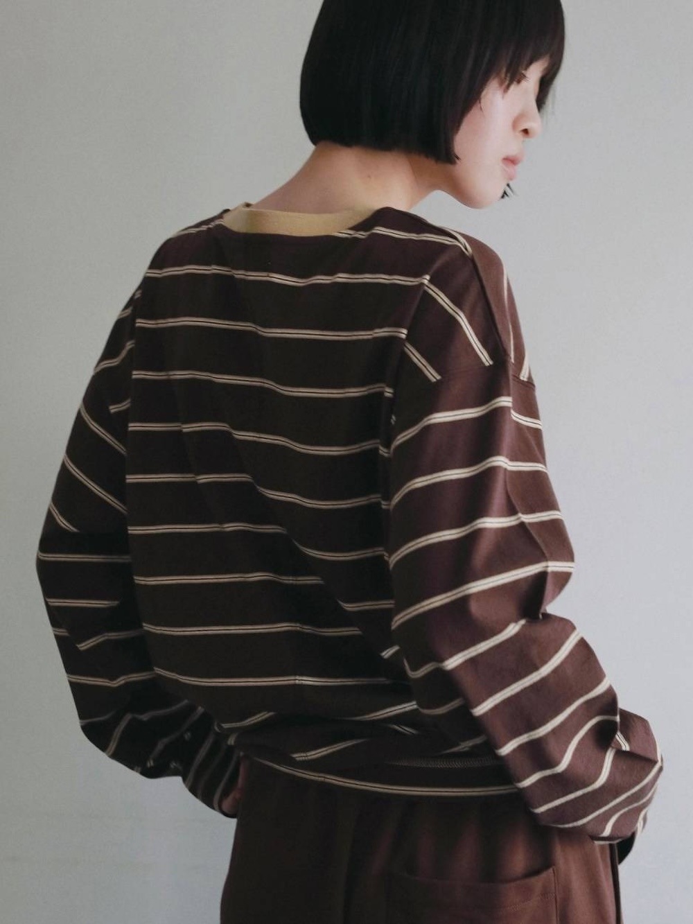 anuke(アンヌーク) Border Loose Long T-shirts