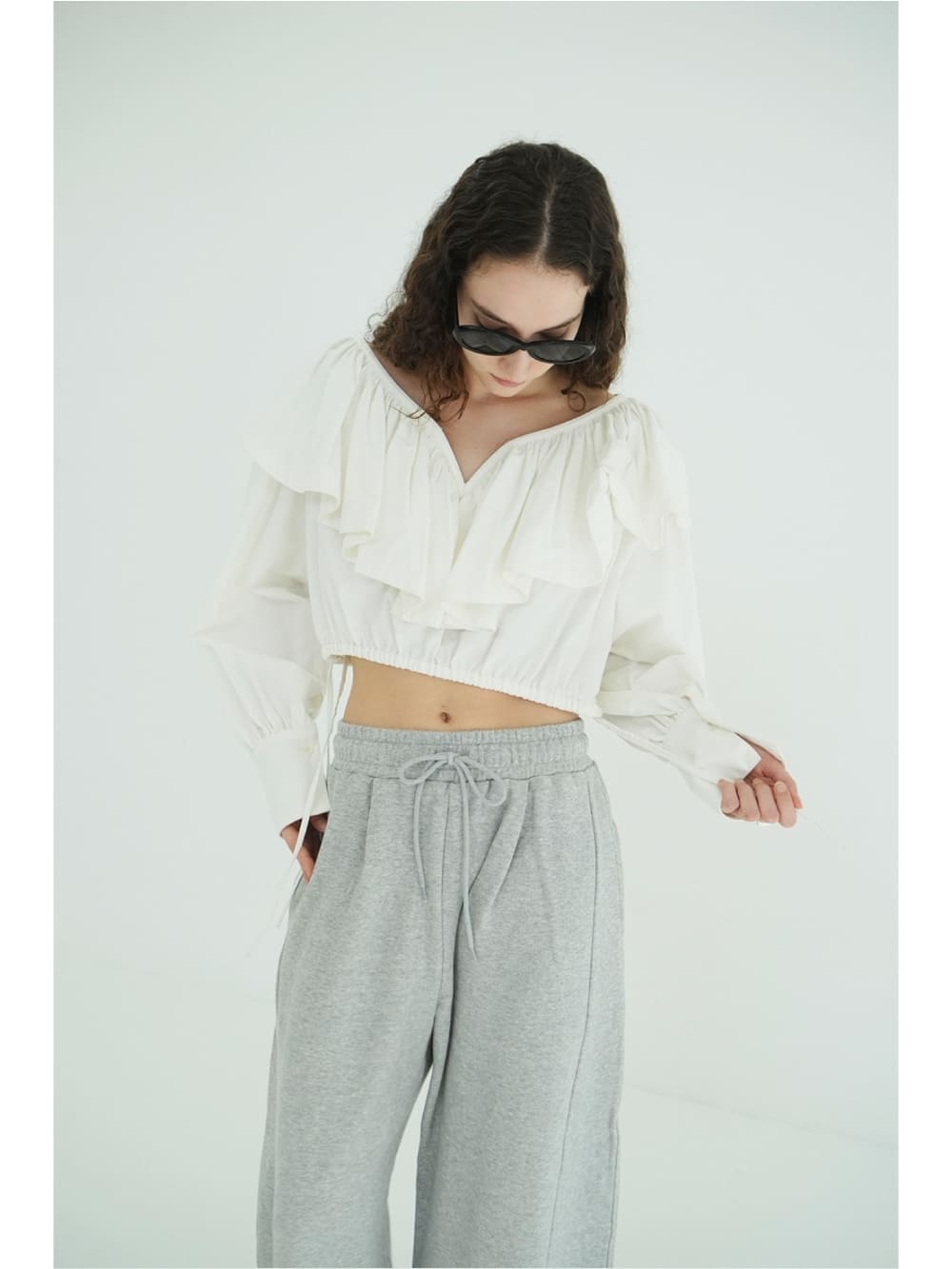 【SALE】CLANE(クラネ) FRILL COLLAR SHORT BLOUSE