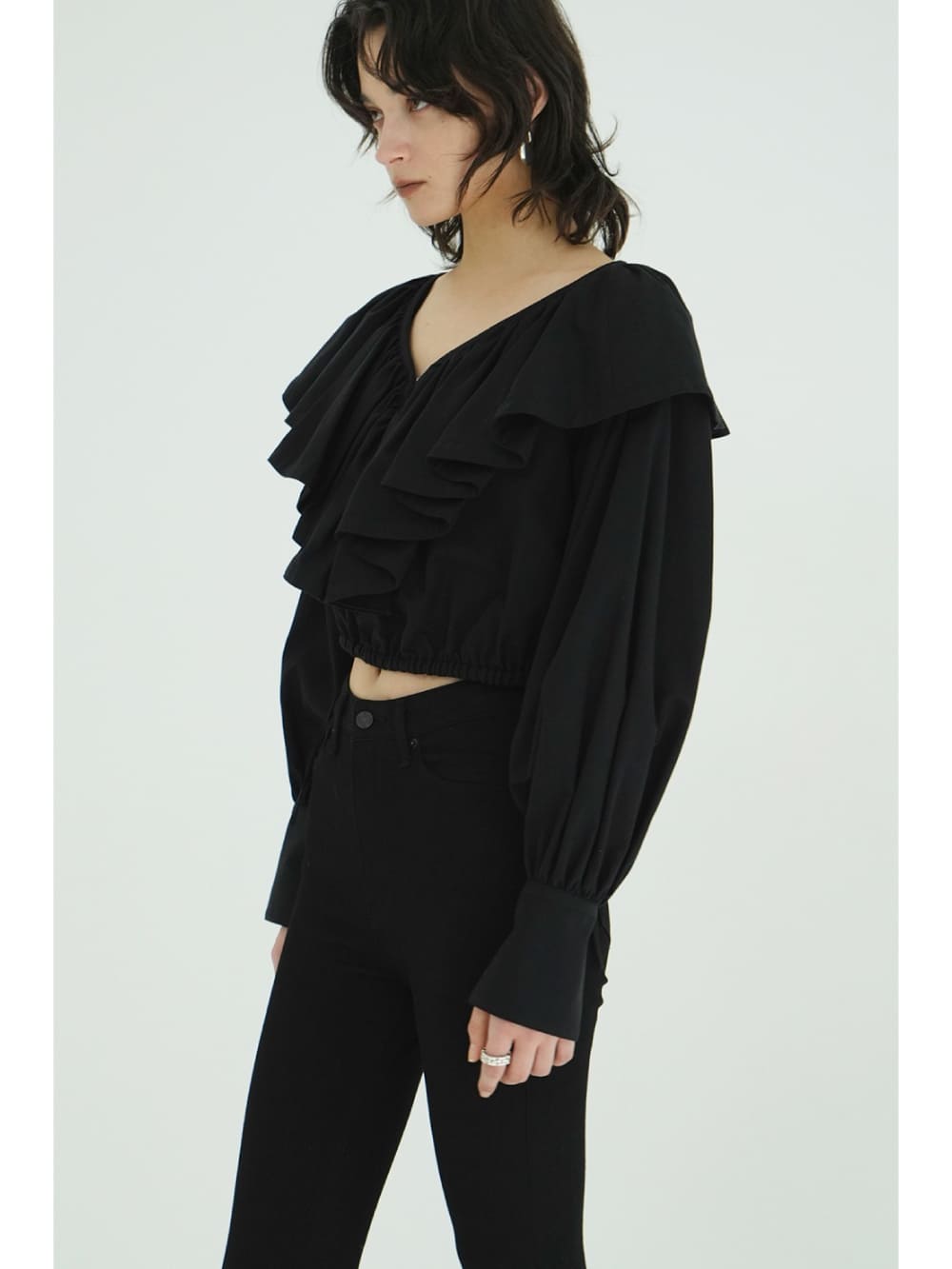 【SALE】CLANE(クラネ) FRILL COLLAR SHORT BLOUSE