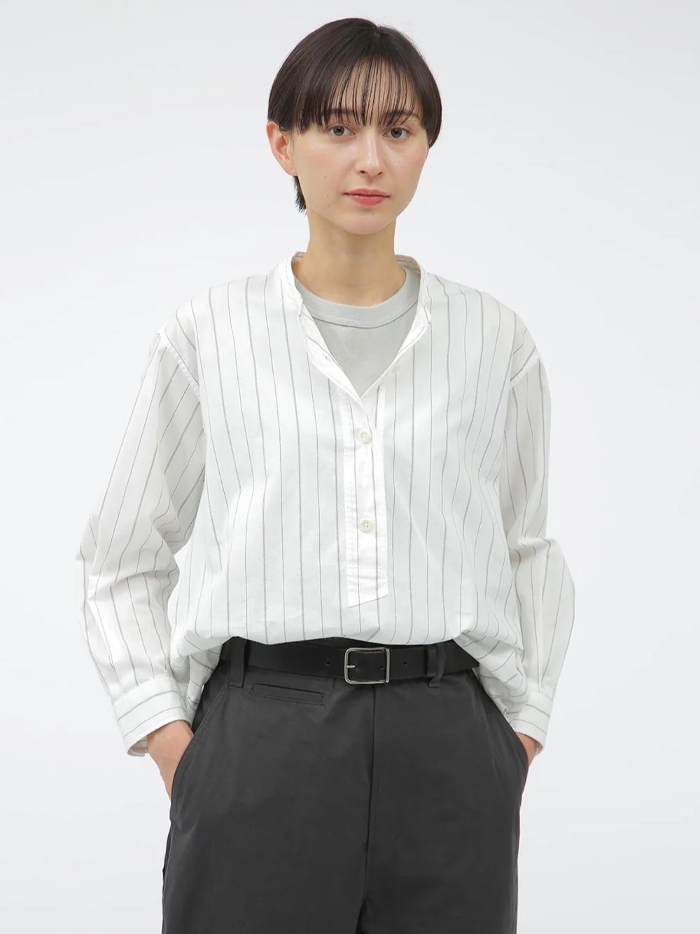 MHL.(エムエイチエル) GRAPHIC COTTON STRIPE SHIRTS