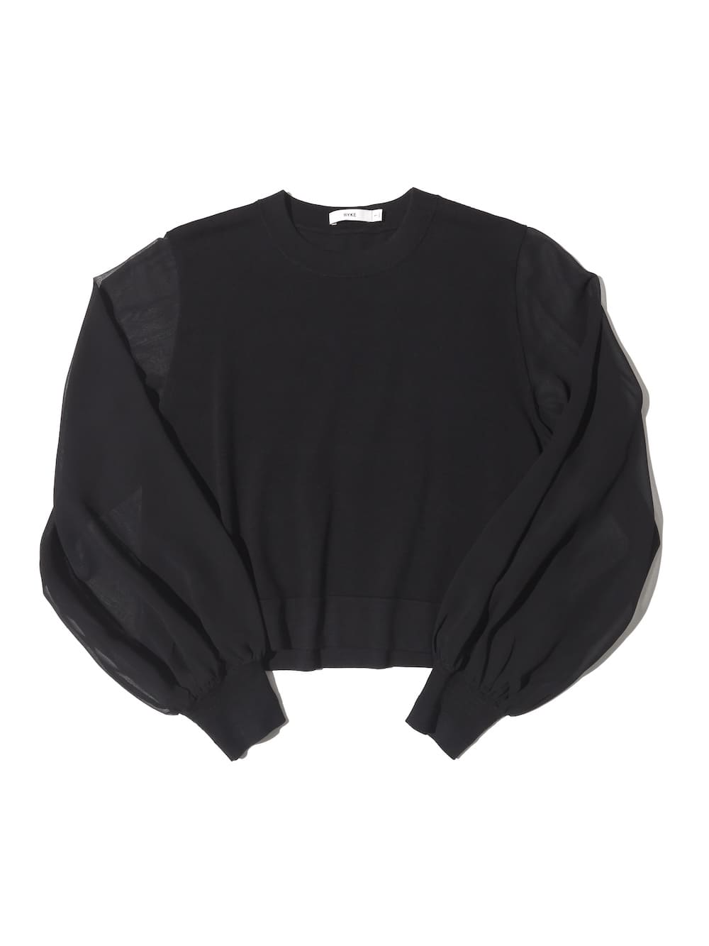 SALE】HYKE(ハイク) SHEER SLEEVES CREW NECK CROPPED KNIT - COLDBECK
