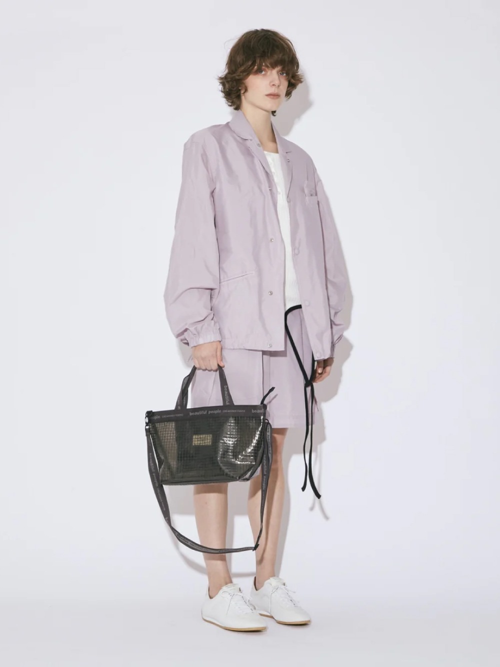 beautiful people(ビューティフルピープル) plaid vinyl logo tape bag M