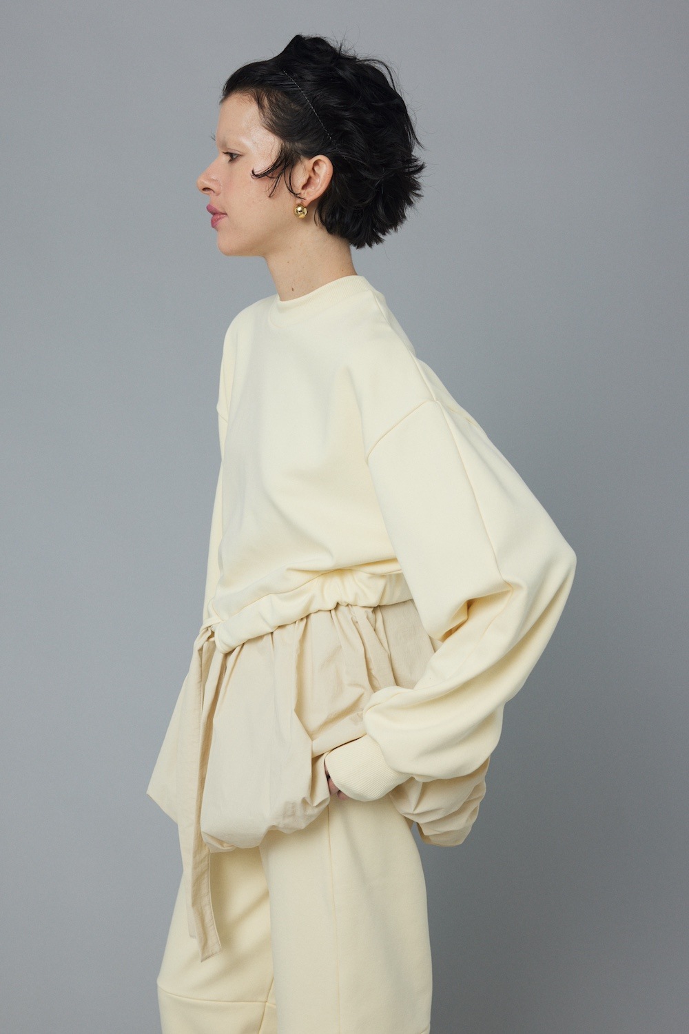 HeRIN.CYE 裏起毛 ウォームスウェット バルーンヘムドッキング