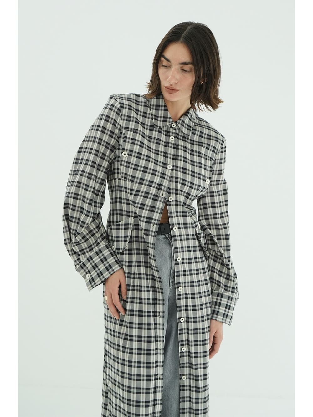 CLANE(クラネ) UP POCKET CHECK SHIRT ONEPIECE - COLDBECK ONLINE