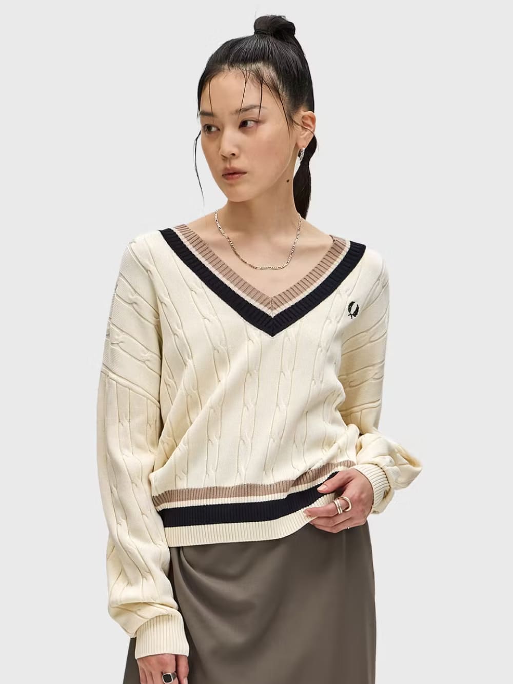 FRED PERRY(フレッドペリー) Bold Tipped Cable Knit Jumper