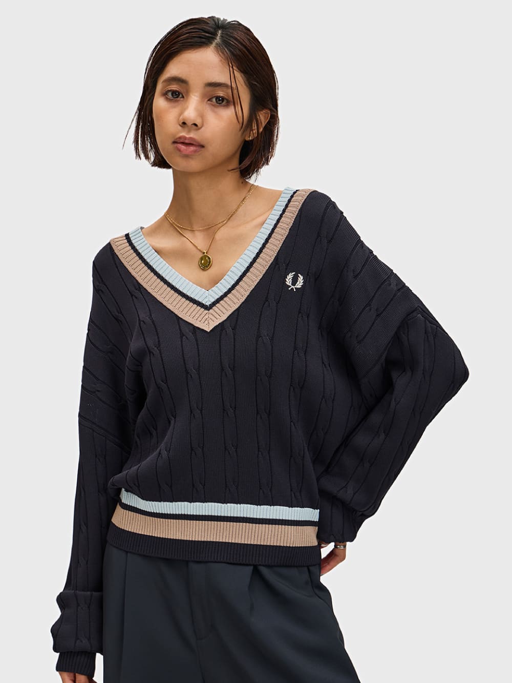 FRED PERRY(フレッドペリー) Bold Tipped Cable Knit Jumper