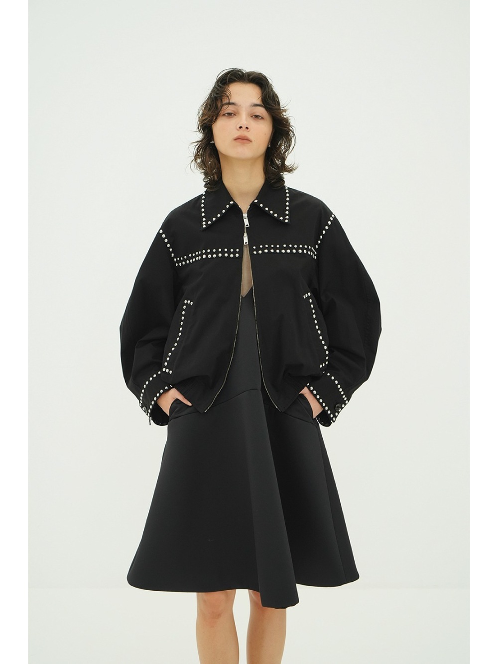 CLANE(クラネ) W COLOR STUDDED DRIZZLER JACKET