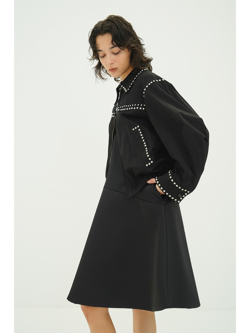 CLANE(クラネ) W COLOR STUDDED DRIZZLER JACKET