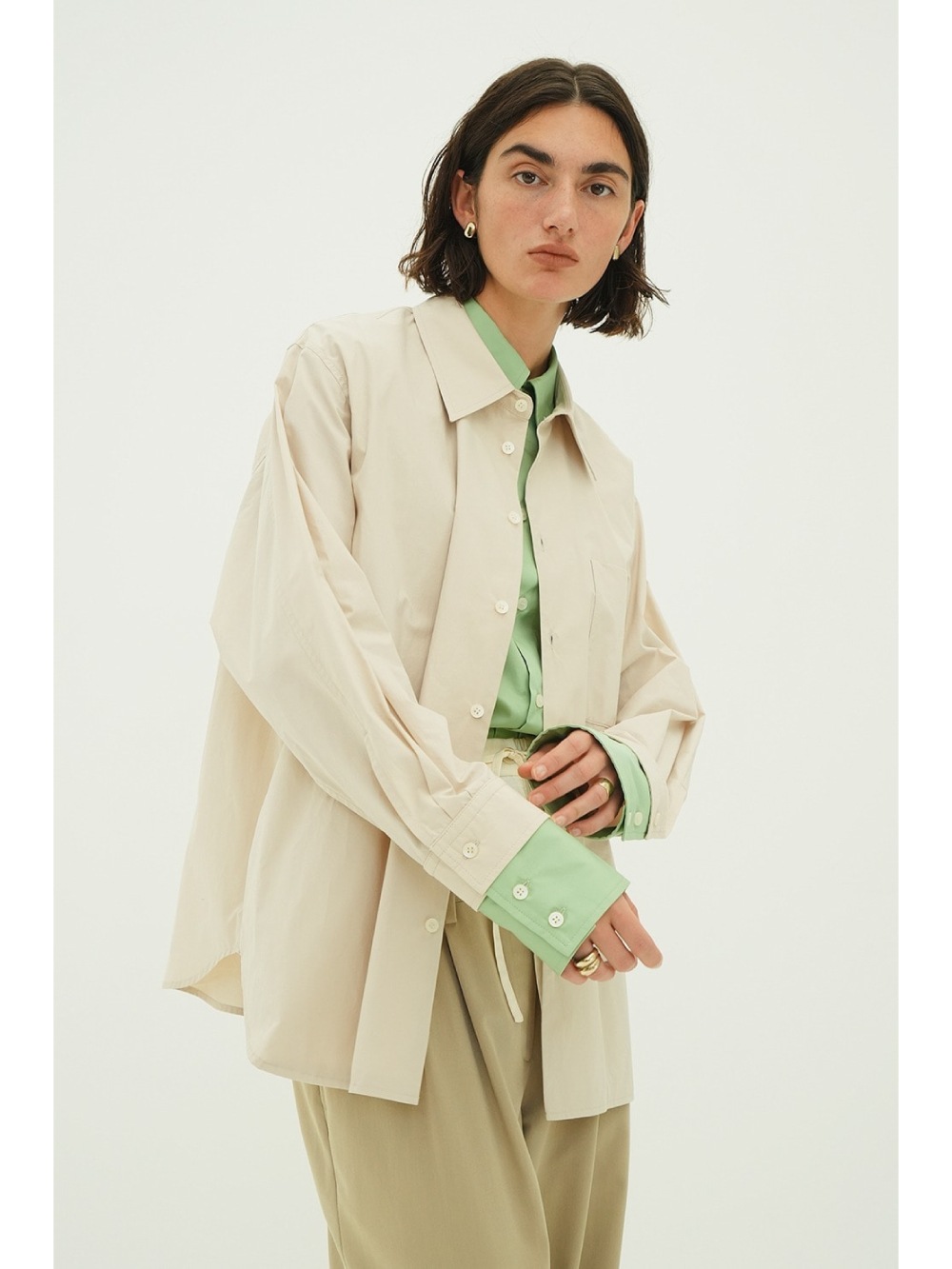 CLANE(クラネ) TWO TONE LAYERED SHIRTS