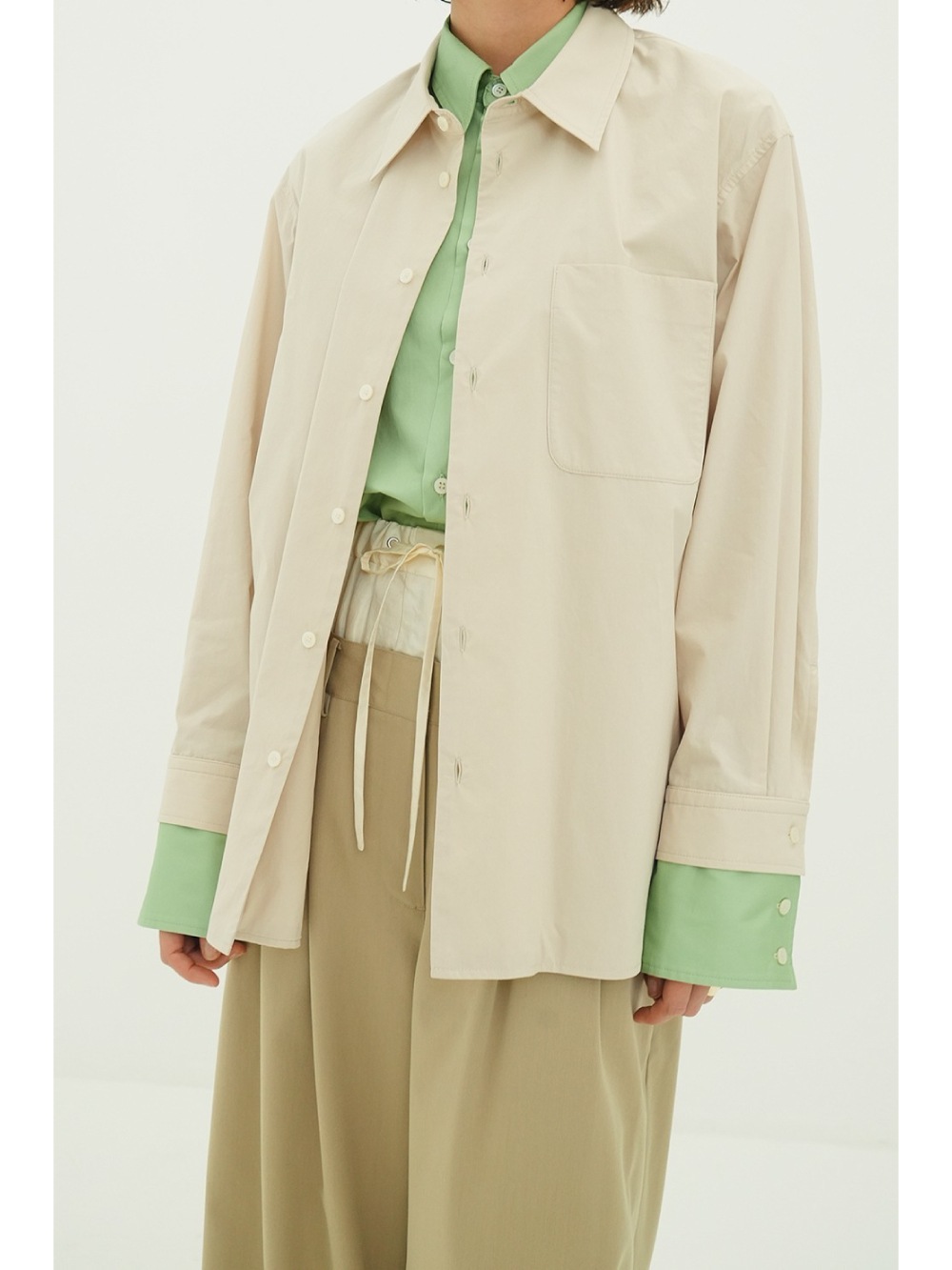 CLANE(クラネ) TWO TONE LAYERED SHIRTS