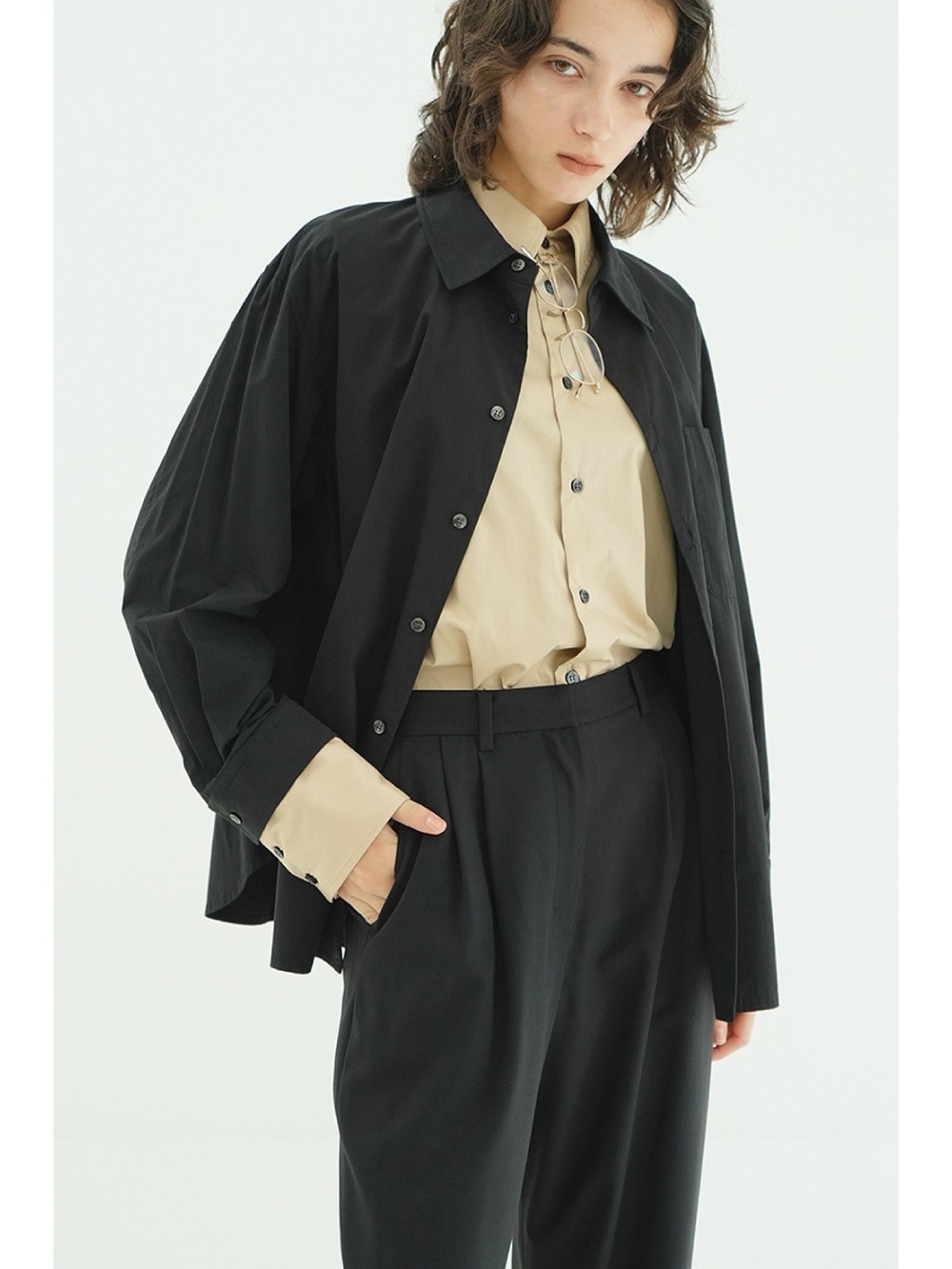 CLANE(クラネ) TWO TONE LAYERED SHIRTS