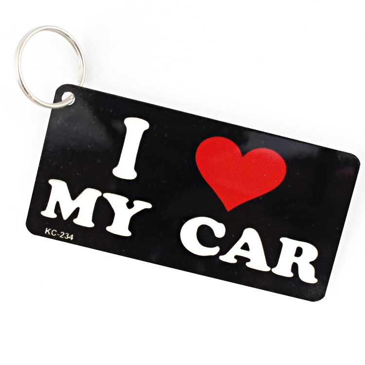 【メール便発送】キーホルダー CMプレート アルミ キーリング I Love My Car KC-234 幅7.6×高さ3.8cm アルミ製 ルート66 アメリカ製 アメリカン雑貨made in USAのライセンスプレート型キーリング。