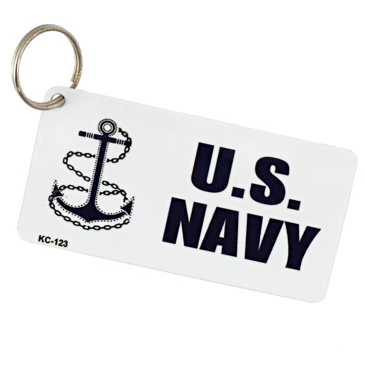 【メール便発送】キーホルダー CMプレート アルミ キーリング U.S. Navy ホワイト KC-123 幅7.6×高さ3.8cm アルミ製  アメリカ製 アメリカン雑貨made in USAのライセンスプレート型キーリング。