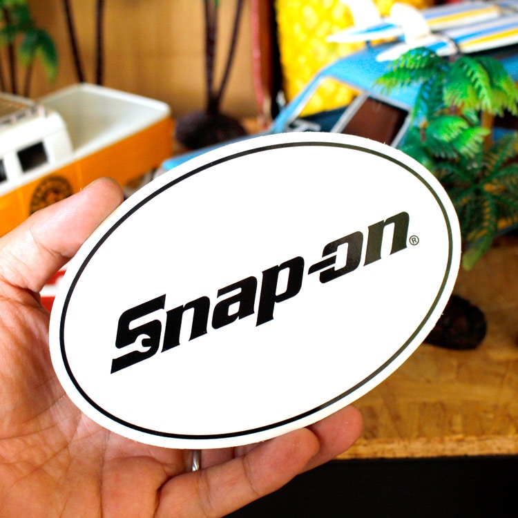 【メール便発送】ステッカー スナップオン デカール オーバル型（ホワイト）縦10.2×横15.2cm Snap-on シール
