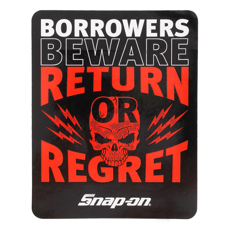 【メール便発送】ステッカー スナップオン 黒四角 スカル Return or Regret シール デカール Snap-on アメリカン雑貨アメリカを代表する工具メーカーのオフィシャルデカール。