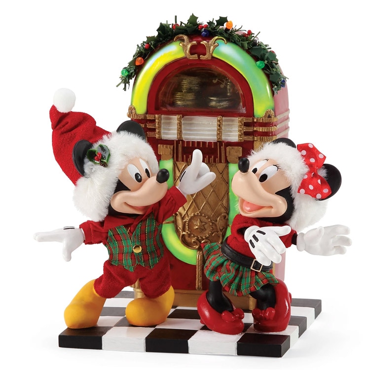 Disney ミッキー&ミニー ジングルベル スウィング フィギュア 置物 電飾 オブジェ 飾り クリスマス ディズニー インテリア アメリカ雑貨 Department 56光る!音楽が流れる!かわいいクリスマスオーナメント。
