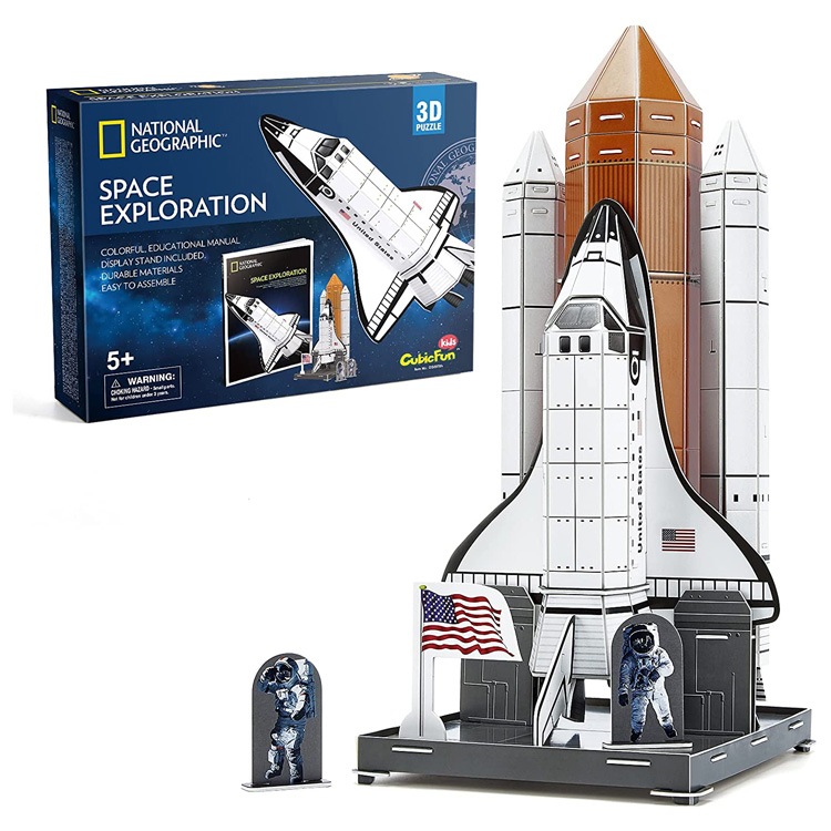 3Dパズル Cubic Fun スペースエクスプロレーション 解説BOOK付 完成サイズ:H46.7×W22.3×D25cm 全65ピース ナショジオ DS0970h