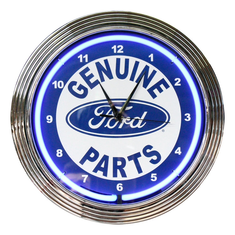 壁掛け 時計 ネオンクロック FORD GENUIN PARTS フォード純正パーツ ブルーネオン 直径38cm アメ車 ガレージ ネオン管 アメリカ雑貨アメ車に似合うガレージクロック！
