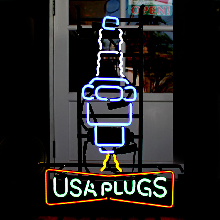 アメリカンネオンサイン SPARK PLUG スパークプラグ H65×W45.5cm ガレージ インテリア ネオン管 電飾 店舗装飾 アメリカ雑貨 アメリカン雑貨レトロアメリカンを演出するにはネオン管！