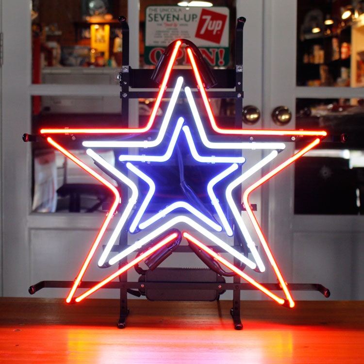 アメリカンネオンサイン STAR （星型デザイン） 縦54×横52cm ガレージ インテリア ネオン管 電飾 店舗装飾 アメリカ雑貨 アメリカン雑貨