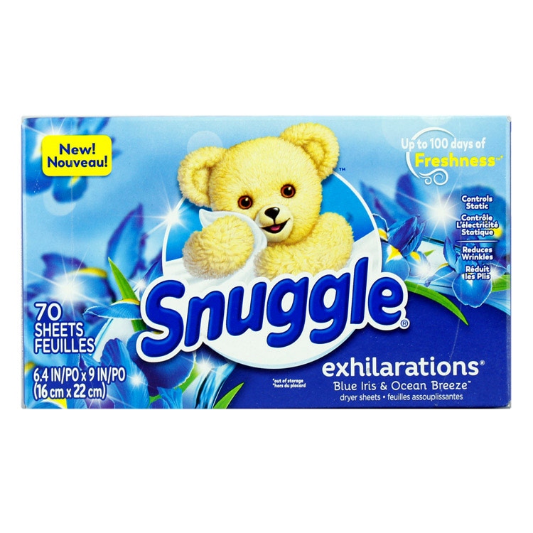 シート柔軟剤 スナッグル EX ブルーアイリス＆オーシャンブリーズ 70枚 Snuggle 乾燥機用 柔軟シート 洗濯用品 アメリカ雑貨 アメリカン雑貨 アメリカ製たっぷり70枚。乾燥機用のシートタイプ柔軟剤。