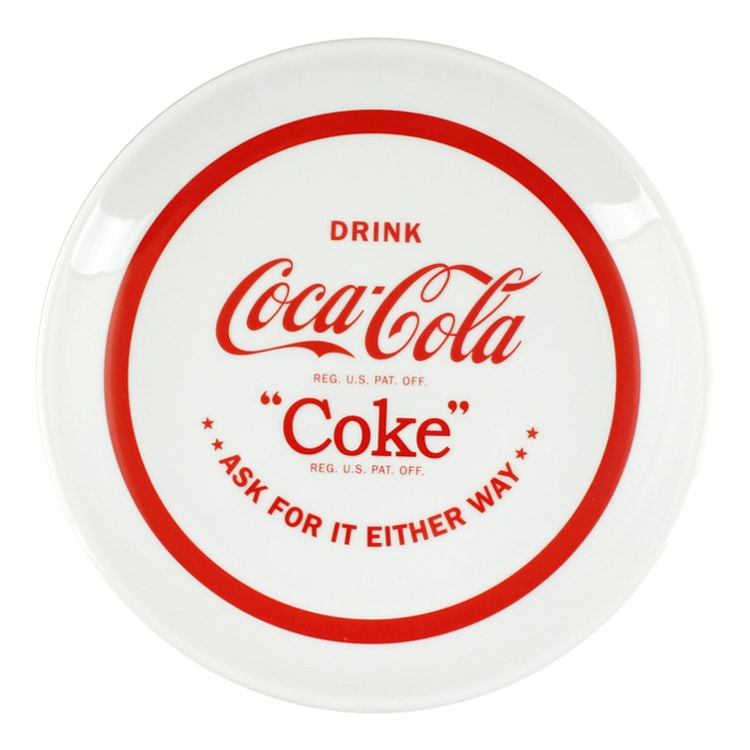 皿 プレート COCA-COLA コカ・コーラ (B) レッド文字 直径25.5cm 陶器製 食器 お皿 大皿 おしゃれ アメリカンダイナー アメリカ雑貨 COKE-2102B