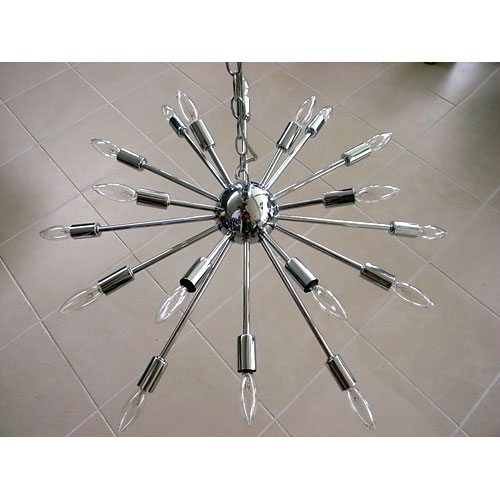 天井照明 シーリングライト スプートニクランプ 18バルブ クローム  吊り下げ照明 SPUTNIK LAMP 50's ビンテージ風 ダイナー アメリカ雑貨 アメリカン雑貨アメリカンデザインのインテリア照明。