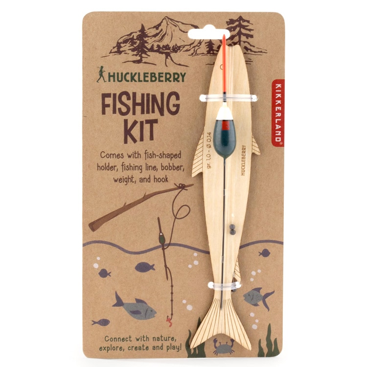 KIKKERLAND キッカーランド ハックルベリー フィッシングキット 縦4×長さ18×厚さ2cm バスウッド ナイロン 鉛 アウトドア キャンプ 魚 釣り 竿 ロッド 手作り Huckleberry
