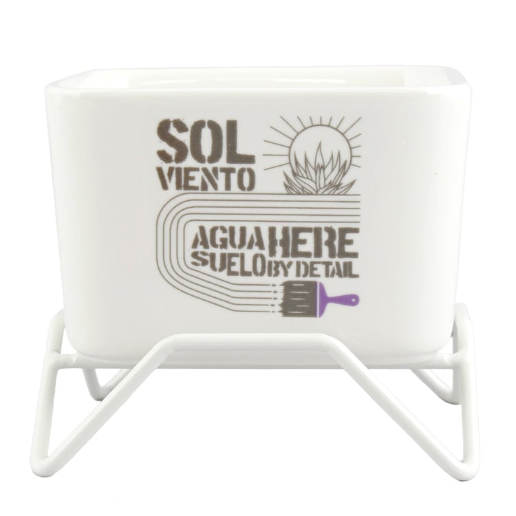 鉢 HERE プラントポット w/スタンド 85 グレー 陶器製 幅8.5×奥行8.5×高さ5.5cm(ポットサイズ) 320g スタンド付き ミニサイズ プラントカバー 園芸 ガーデニング