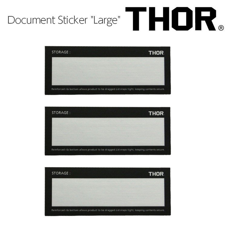 【メール便発送】THOR ソー ドキュメント ステッカー Lサイズ 3枚入りシール 防水 耐水 ラベル インデックス インダストリアル TRUSTTHORボックスに貼れるオフィシャルラベルシール。