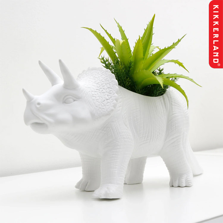 KIKKERLAND キッカーランド ポーセリン トリケラポット 幅15.2×奥行29.8×高さ9.5cm 陶器製