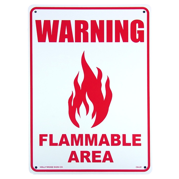 看板 プラスチック メッセージサインボード WARNING FLAMMABLE AREA（注意 可燃エリア）CA-22 店舗 アメリカン雑貨