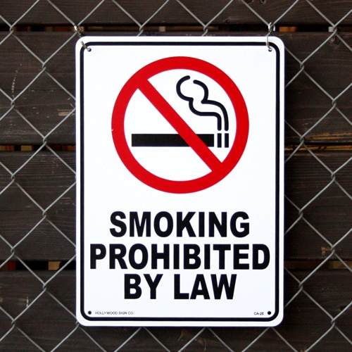 プラスチックメッセージサインボード SMOKING PROHIBITED BY LOW （法により喫煙は禁止されています ） CA-25 案内看板 店舗装飾 アメリカ雑貨 アメリカン雑貨