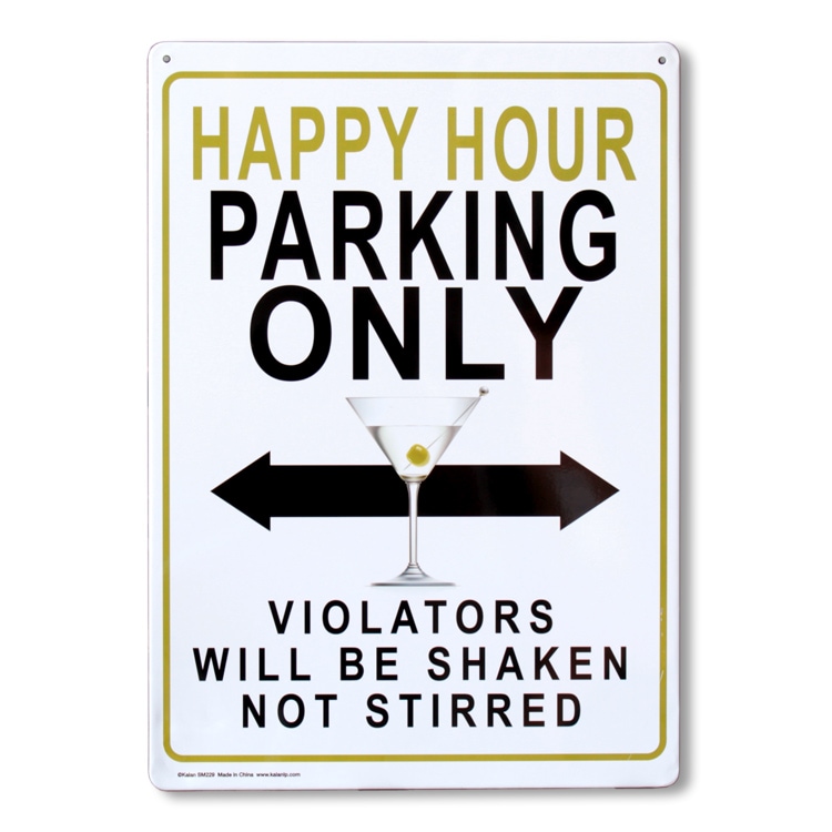 看板 ファンサイン HAPPY HOUR PARKING ONLY 縦29.5×横21cm ブリキ製 おもしろ看板 店舗 ディスプレイ アメリカ雑貨